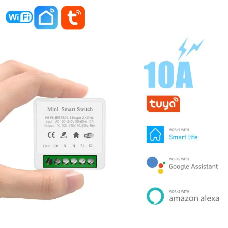 

CORUI MINI Wifi Smart Switch 10A/16A Timer Wireless Switches Smart Home Automation Compatible With Tuya Alexa Google Home