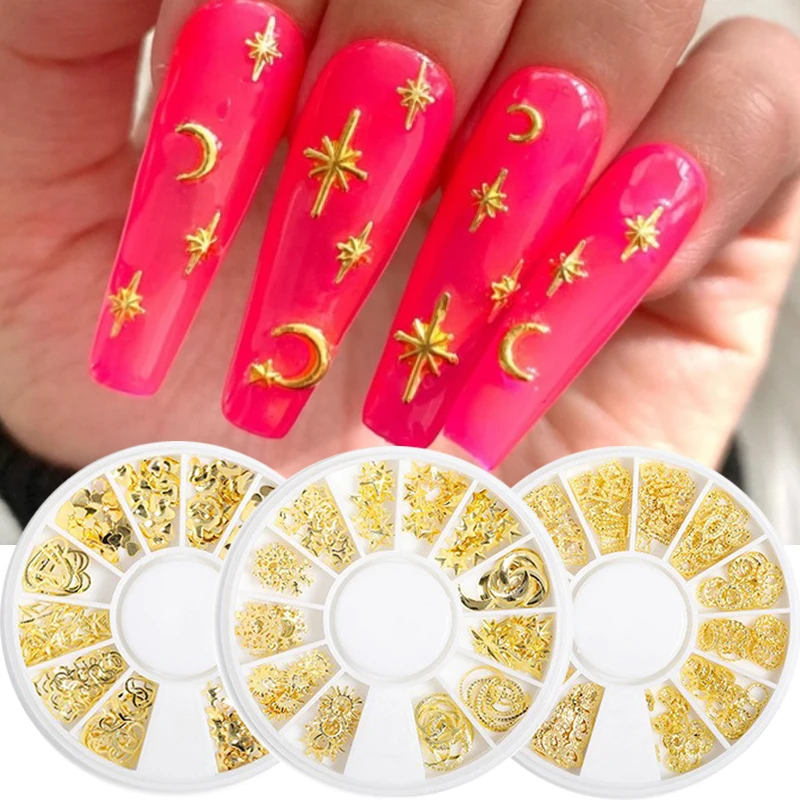 12 Grids Metal Rivet Nail Charms 3D Mixed Design Star/Moon/Cross Stud Nail Art Jewelry Gold Colors Alloy Nail Accessories Tool
12 Grids Metal Rivet Nail Charms 3D Mixed Design Star/Moon/Cross Stud Nail Art Jewelry Gold Colors Alloy Nail Accessories Tool
