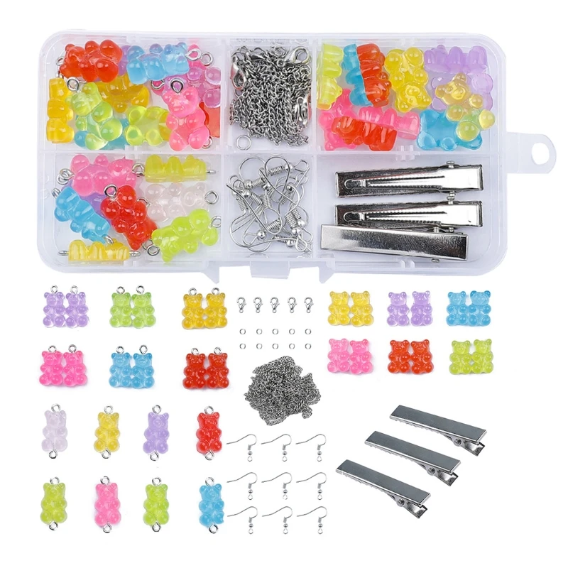 DIY Earrings Kit Bear Charm Necklace Pendant Lobster Clasp Jump Rings Earring Hook Hair Clip for Jewelry Making Bracelet Set 
DIY Earrings Kit Bear Charm Necklace Pendant Lobster Clasp Jump Rings Earring Hook Hair Clip for Jewelry Making Bracelet Set