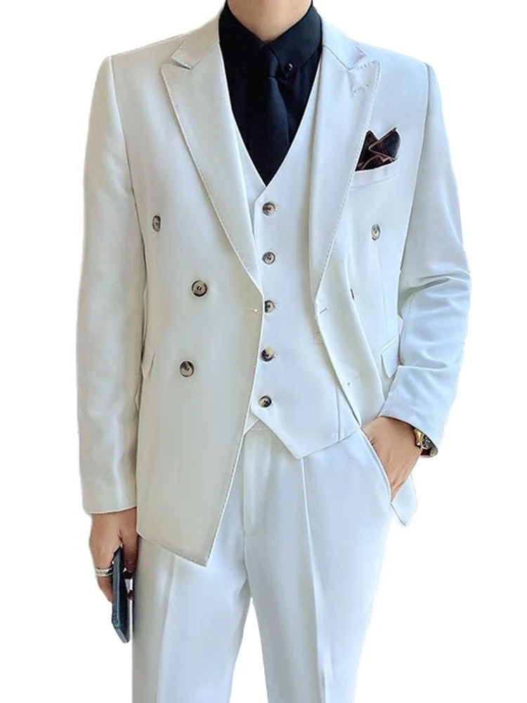 Blazer + Vest + Pants Boutique Solid Color Double-breasted Slim Fit Business Formal Suit 2Pces and 3Pces Set Groom Wedding Dress
Blazer + Vest + Pants Boutique Solid Color Double-breasted Slim Fit Business Formal Suit 2Pces and 3Pces Set Groom Wedding Dress