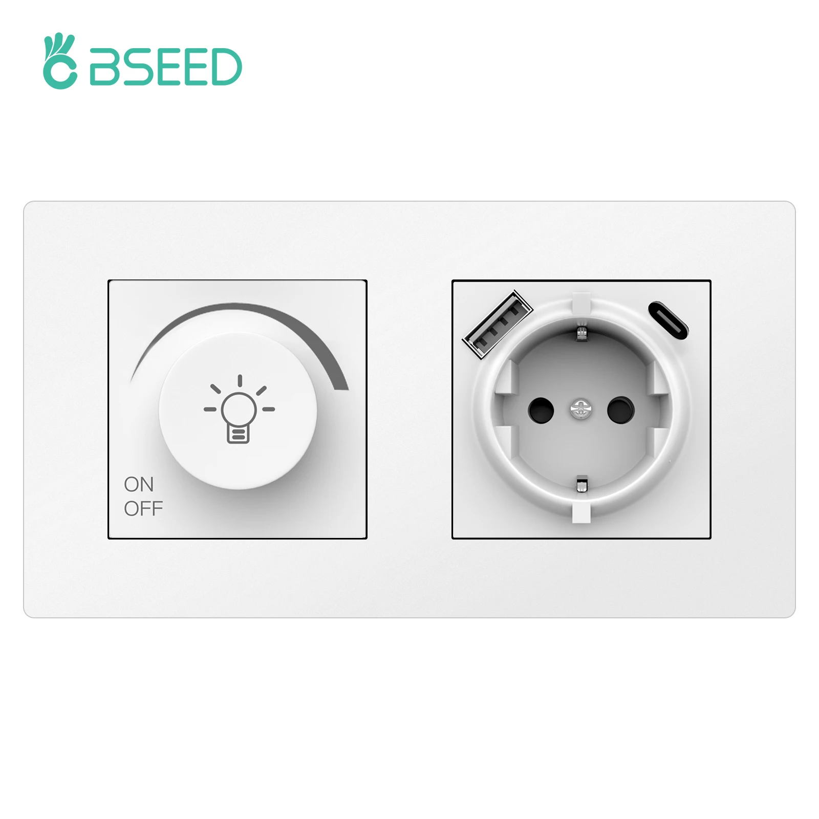 Диммерный выключатель BSEED с розеткой USB Type-C
Диммерный выключатель BSEED с розеткой USB Type-C