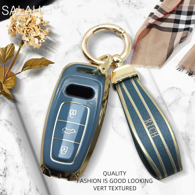 TPU Gold Edge Design Car Key Case Shell Holder Keychain For Audi A6 A7 A8 E-tron Q5 Q8 C8 D5 2018 2019 Key Protector Accessories
TPU Gold Edge Design Car Key Case Shell Holder Keychain For Audi A6 A7 A8 E-tron Q5 Q8 C8 D5 2018 2019 Key Protector Accessories