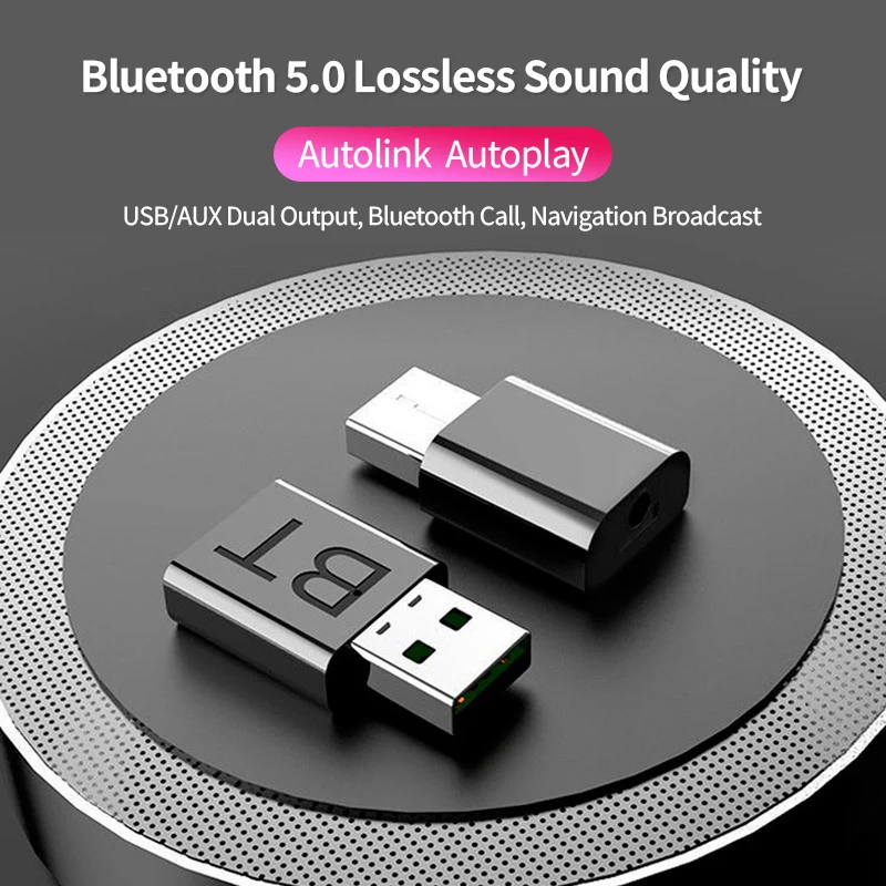 

2 In 1 Bluetooth 5.0 Audio Receiver Transmitter Wireless Adapter 3.5mm USB for Home Stereo Systems MP3 Players PC Car Speaker