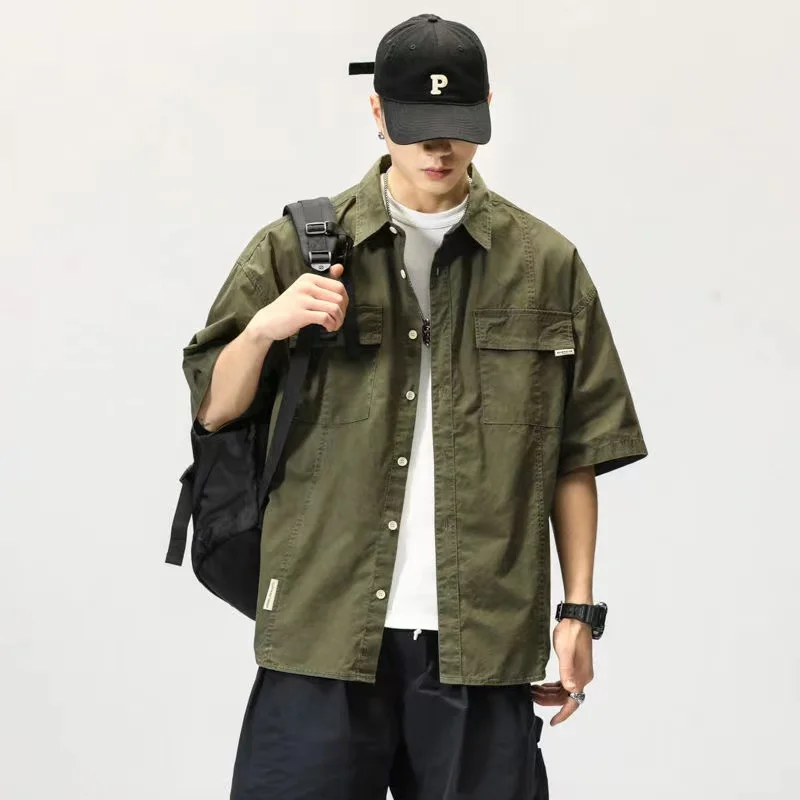 European American Style Men's T-shirt Summer Tooling Male Short Sleeves Loose Lapels Shirt Personality Half Sleeve Shirt Man
European American Style Men's T-shirt Summer Tooling Male Short Sleeves Loose Lapels Shirt Personality Half Sleeve Shirt Man
