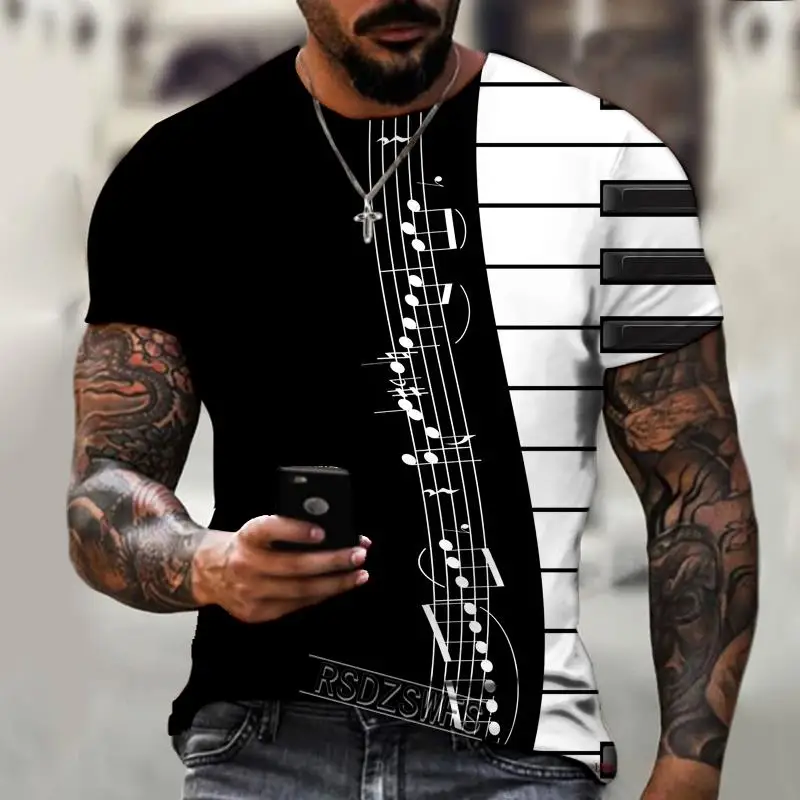 2022 Summer New Season Black and White Piano Key Music Note 3D Print Casual Lycra Polyester Short Sleeve Men's T-shirt Fashion O
2022 Summer New Season Black and White Piano Key Music Note 3D Print Casual Lycra Polyester Short Sleeve Men's T-shirt Fashion O
