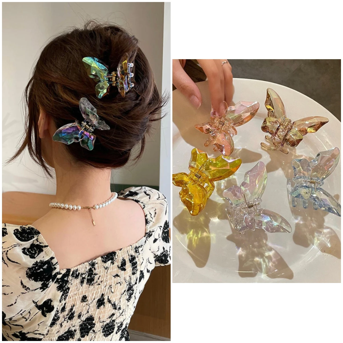 Crystal Butterfly Hair Clips Transparent Large Hair Claw Acrylic Hairpin Womens Girl Headwear Headdress Hair Accessories
Crystal Butterfly Hair Clips Transparent Large Hair Claw Acrylic Hairpin Womens Girl Headwear Headdress Hair Accessories