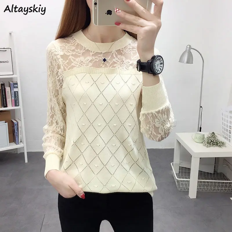 Pullovers Women Hollow Out S-4XL Casual Solid Sexy O-neck Knitted Spring Autumn Ladies Fashion Streetwear All-match Elegant Ins
Pullovers Women Hollow Out S-4XL Casual Solid Sexy O-neck Knitted Spring Autumn Ladies Fashion Streetwear All-match Elegant Ins