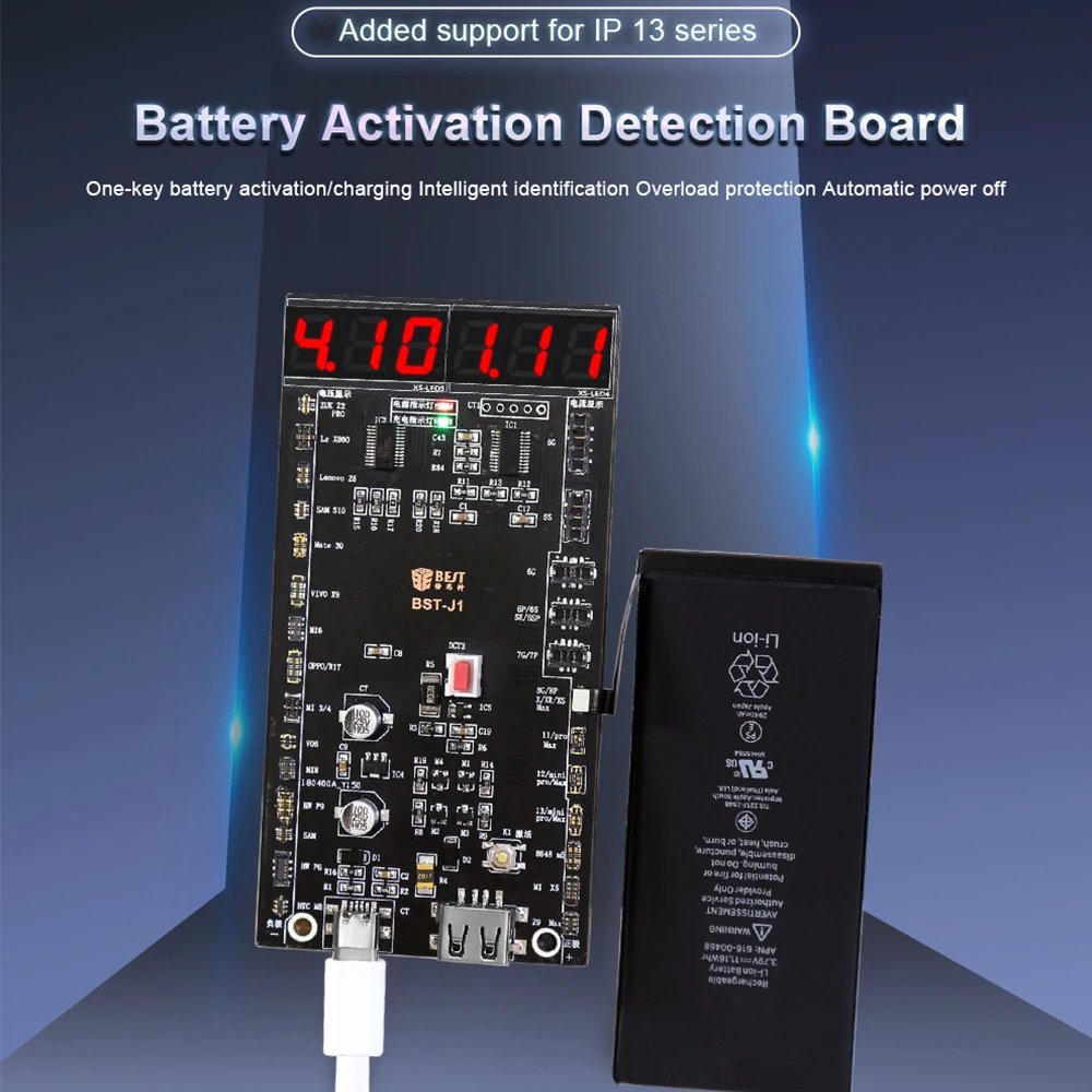 BST-J1 Battery Activation Detection Board Battery Fast Charging For iPhone 5G-13 Pro Max for Huawei Android One-click Activation
BST-J1 Battery Activation Detection Board Battery Fast Charging For iPhone 5G-13 Pro Max for Huawei Android One-click Activation