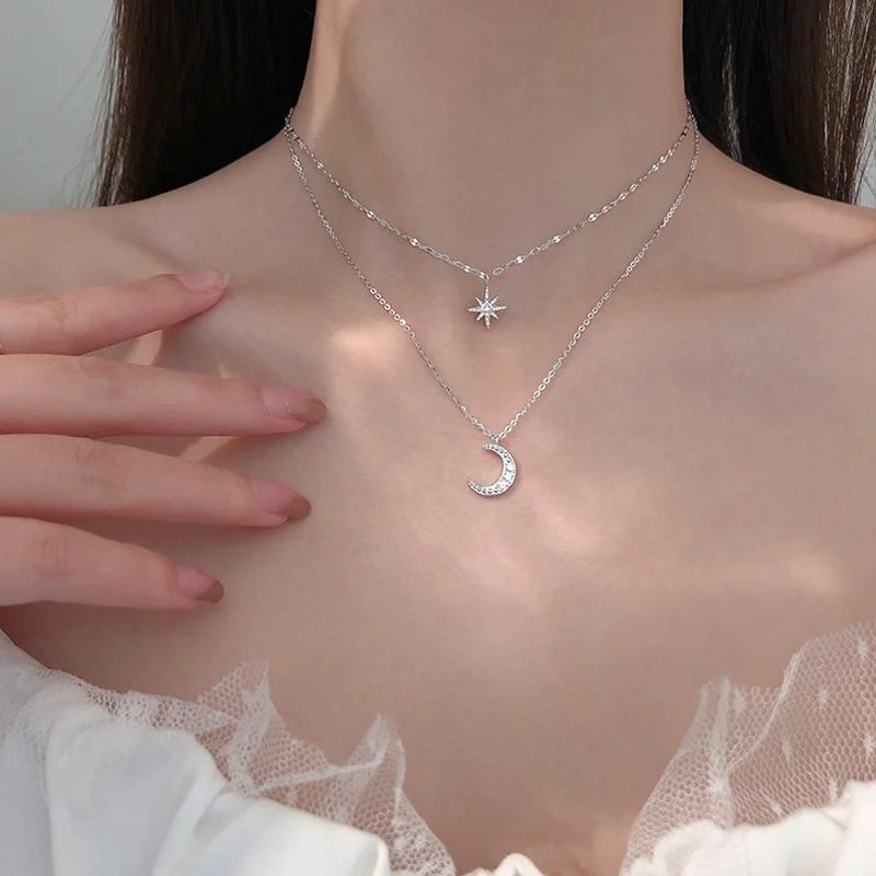 Simple Sweet Exquisite Star Moon Double Layer Unique Design Necklace for Women Zircon Gift Jewelry Party Wedding Accessories
Simple Sweet Exquisite Star Moon Double Layer Unique Design Necklace for Women Zircon Gift Jewelry Party Wedding Accessories