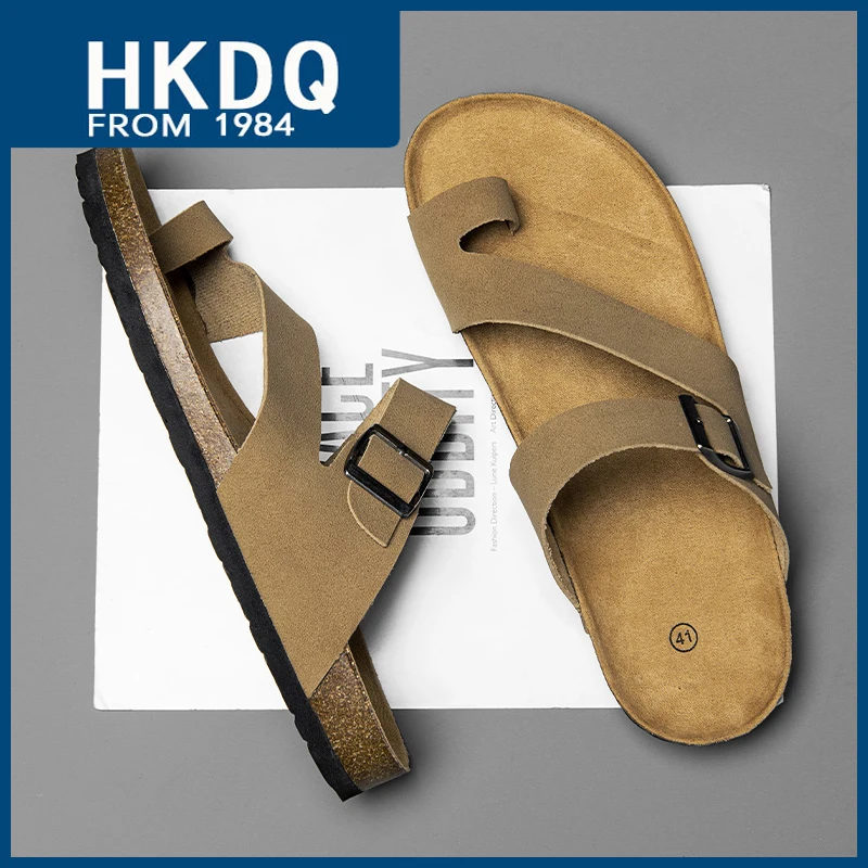 

Хит продаж, летние мужские тапочки HKDQ цвета хаки, модная удобная уличная мужская пляжная обувь, Резиновые Нескользящие повседневные сланцы для мужчин