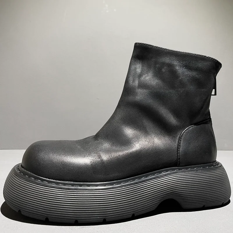 Men Boots Autumn/Winter Thick-soled Mid-tube Zipper Martin Boots Men's Top Layer Cowhide Heightened Handmade Daily Leather Boots
Men Boots Autumn/Winter Thick-soled Mid-tube Zipper Martin Boots Men's Top Layer Cowhide Heightened Handmade Daily Leather Boots