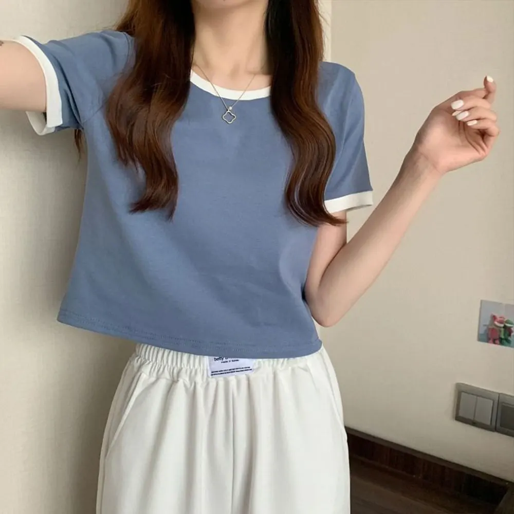 2022 Solid Color New Summer Bottom Shirt Korean Version Round Collar T-shirt Slim Short Style Student Top T-shirt
2022 Solid Color New Summer Bottom Shirt Korean Version Round Collar T-shirt Slim Short Style Student Top T-shirt