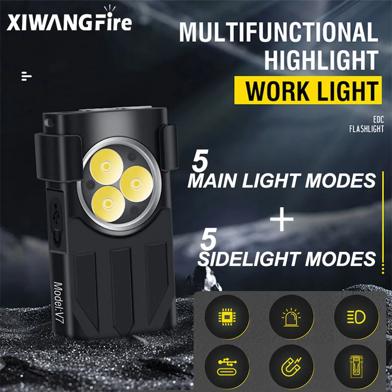 Multifunctional Flashlight Portable Keychain Lamp Type C USB Rechargeable Emergency Lighting Modes IPX5 Waterproof Work Light
Multifunctional Flashlight Portable Keychain Lamp Type C USB Rechargeable Emergency Lighting Modes IPX5 Waterproof Work Light