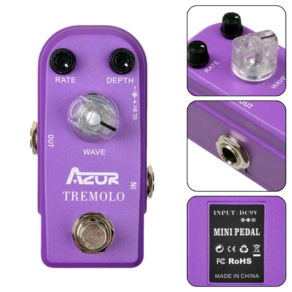 AZOR AP-317 Tremolo Guitar Effect Pedal True Bypass Aluminium Alloy Case 9V Guitar Pedal Mini Size Use For Guitar High Quality
AZOR AP-317 Tremolo Guitar Effect Pedal True Bypass Aluminium Alloy Case 9V Guitar Pedal Mini Size Use For Guitar High Quality