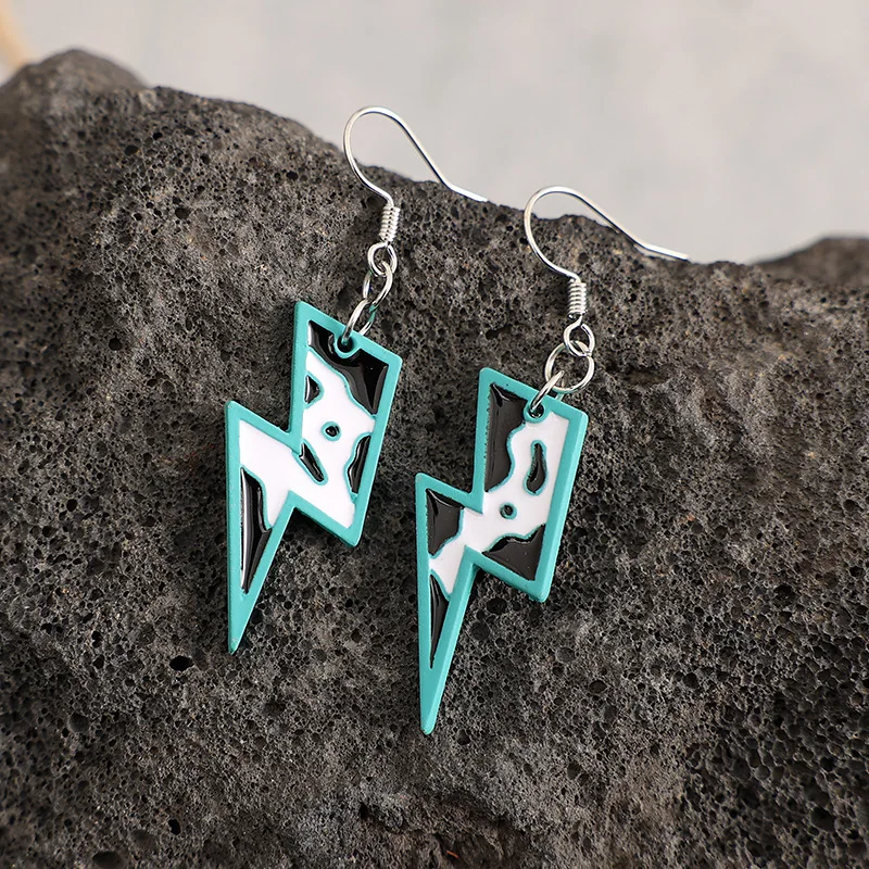 Cow Stripe Lightning Bolt Cork Earrings Enamel Blue Lightning Earrings for Women Party Western Jewelry Cowgirl Ear Accessories G
Cow Stripe Lightning Bolt Cork Earrings Enamel Blue Lightning Earrings for Women Party Western Jewelry Cowgirl Ear Accessories G