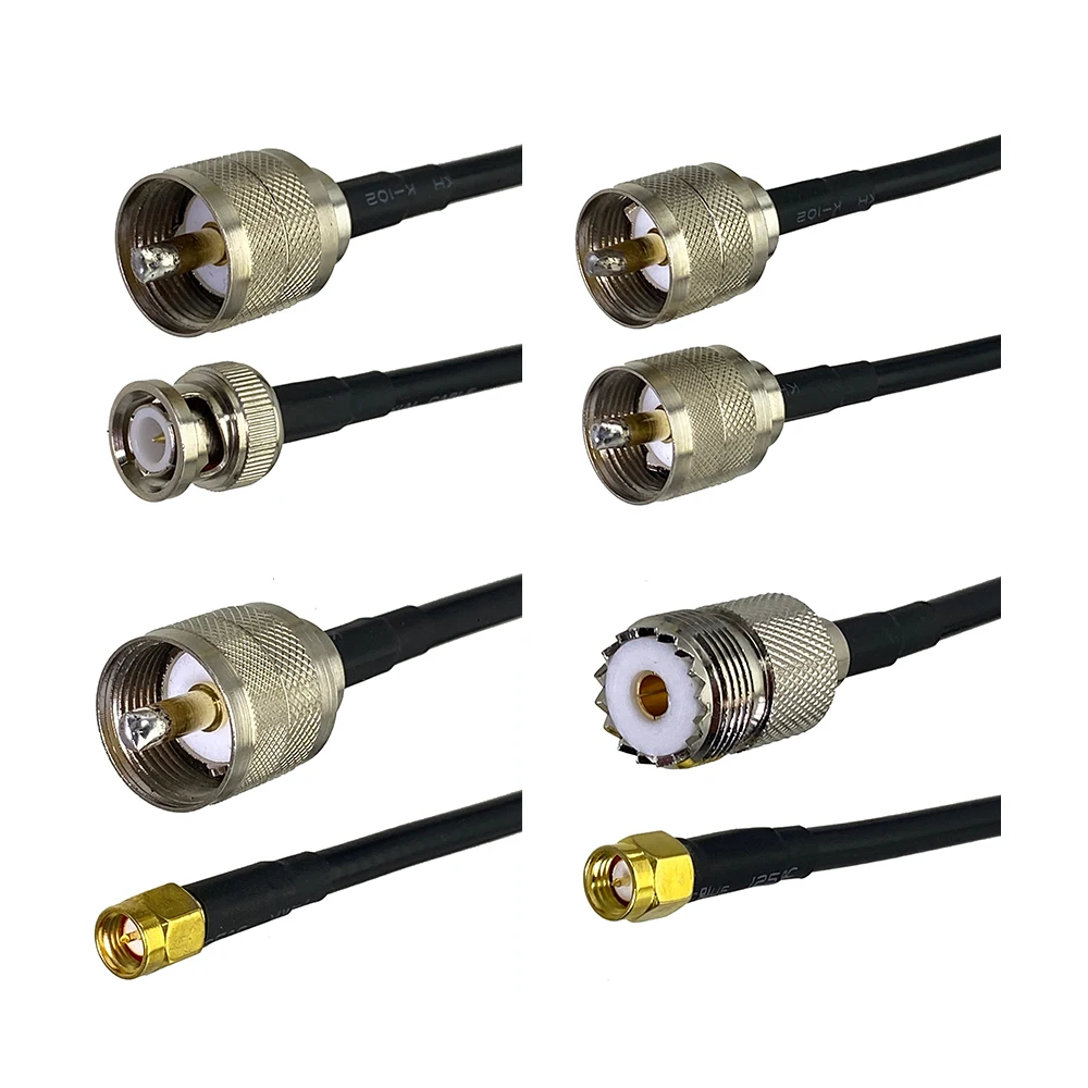 

RG58 UHF PL259 SO239 to BNC SMA UHF N Male Plug & Female Jack Nut & Flange Connector RF Coaxial Jumper Pigtail Cable 6inch~5M