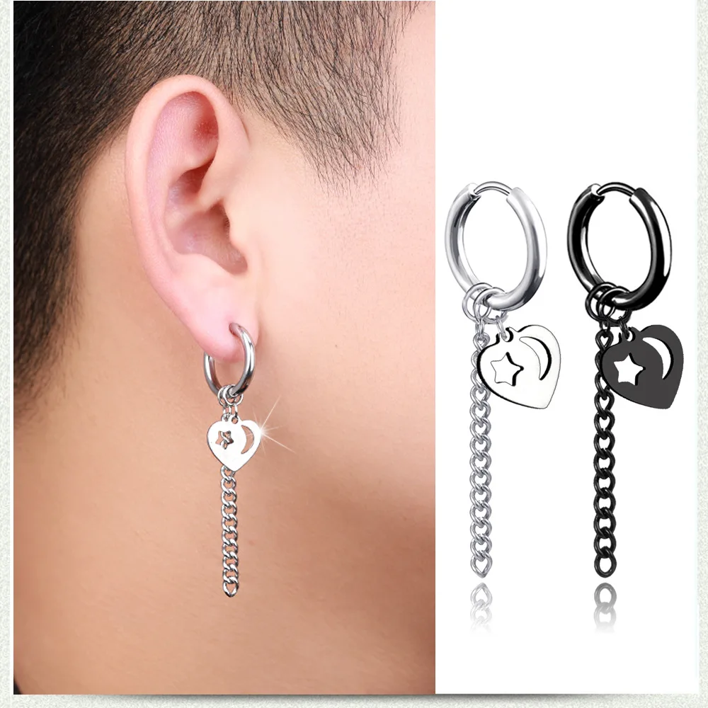 1 PC Punk Feather Leaf Hoop Earring for Men Women Stainless Steel Stud Heart Moon Star Spider Chain Tassel Dangle Jewelry Gift
1 PC Punk Feather Leaf Hoop Earring for Men Women Stainless Steel Stud Heart Moon Star Spider Chain Tassel Dangle Jewelry Gift
