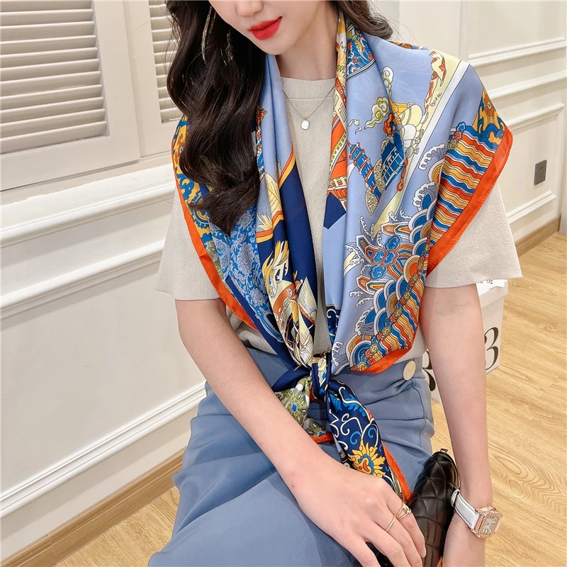 110cm Large Size Silk Scarf Square Neck Kercheif Shawls Hijab Wraps Design Printed Lady Doulard Bandana Scarves 2022 New
110cm Large Size Silk Scarf Square Neck Kercheif Shawls Hijab Wraps Design Printed Lady Doulard Bandana Scarves 2022 New