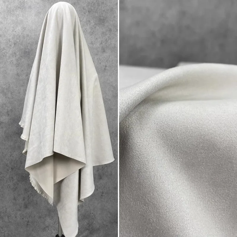 

Замшевая ткань, цвет серый/белый, трикотажная эластичная ткань для одежды, толстая матовая ткань, для рукоделия, счетчики для шитья, полиэстер