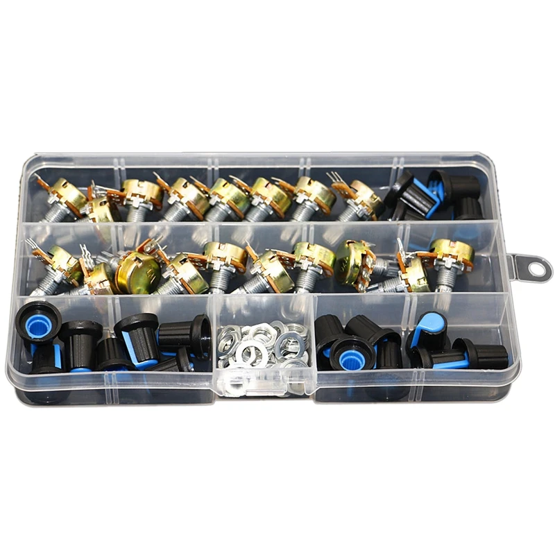 18 шт./корт. WH148 одинарный потенциометр Kit B1K/5K/10K/20K/50K/100K/500K/1M с рукоятками
18 шт./корт. WH148 одинарный потенциометр Kit B1K/5K/10K/20K/50K/100K/500K/1M с рукоятками