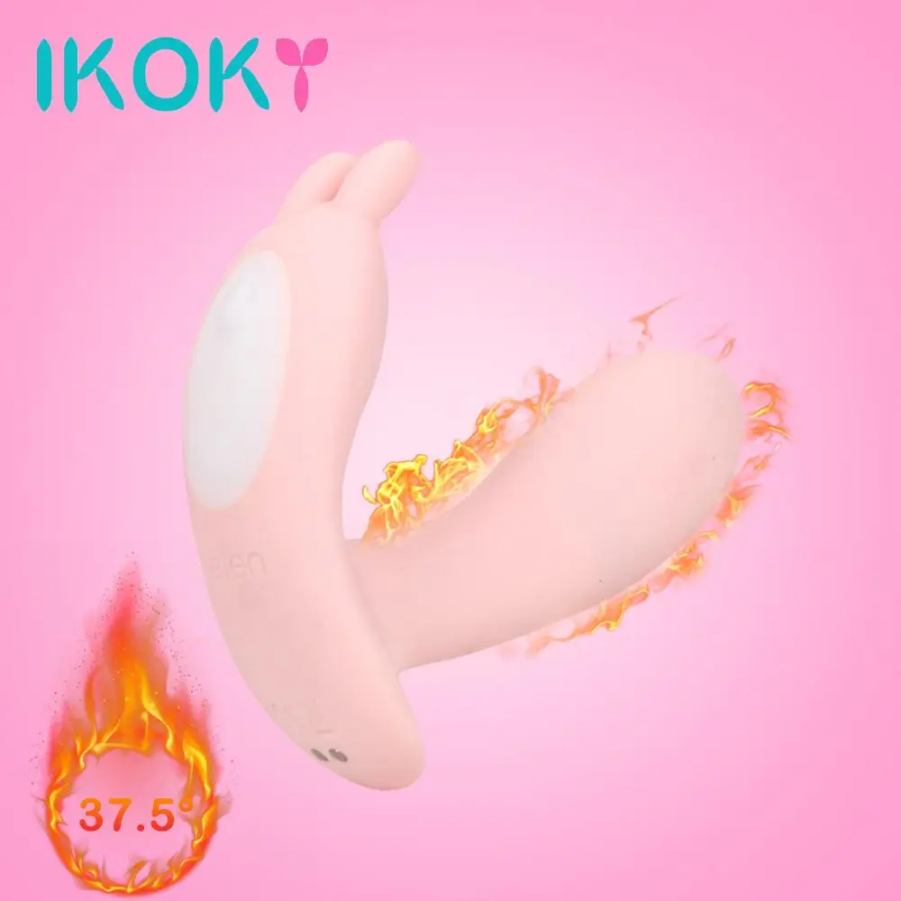 

IKOKY G-spot Clitoral stimulation Dildo Vibrator Remote Control 10 Vibration Modes Smart Heating Wearable Rabbit Vibrator