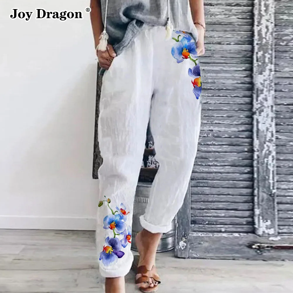 2022 Spring Autumn Women Fashion Casual Loose Cotton Linen Printed Female Harem Pants High Waist White Trousers 
2022 Spring Autumn Women Fashion Casual Loose Cotton Linen Printed Female Harem Pants High Waist White Trousers