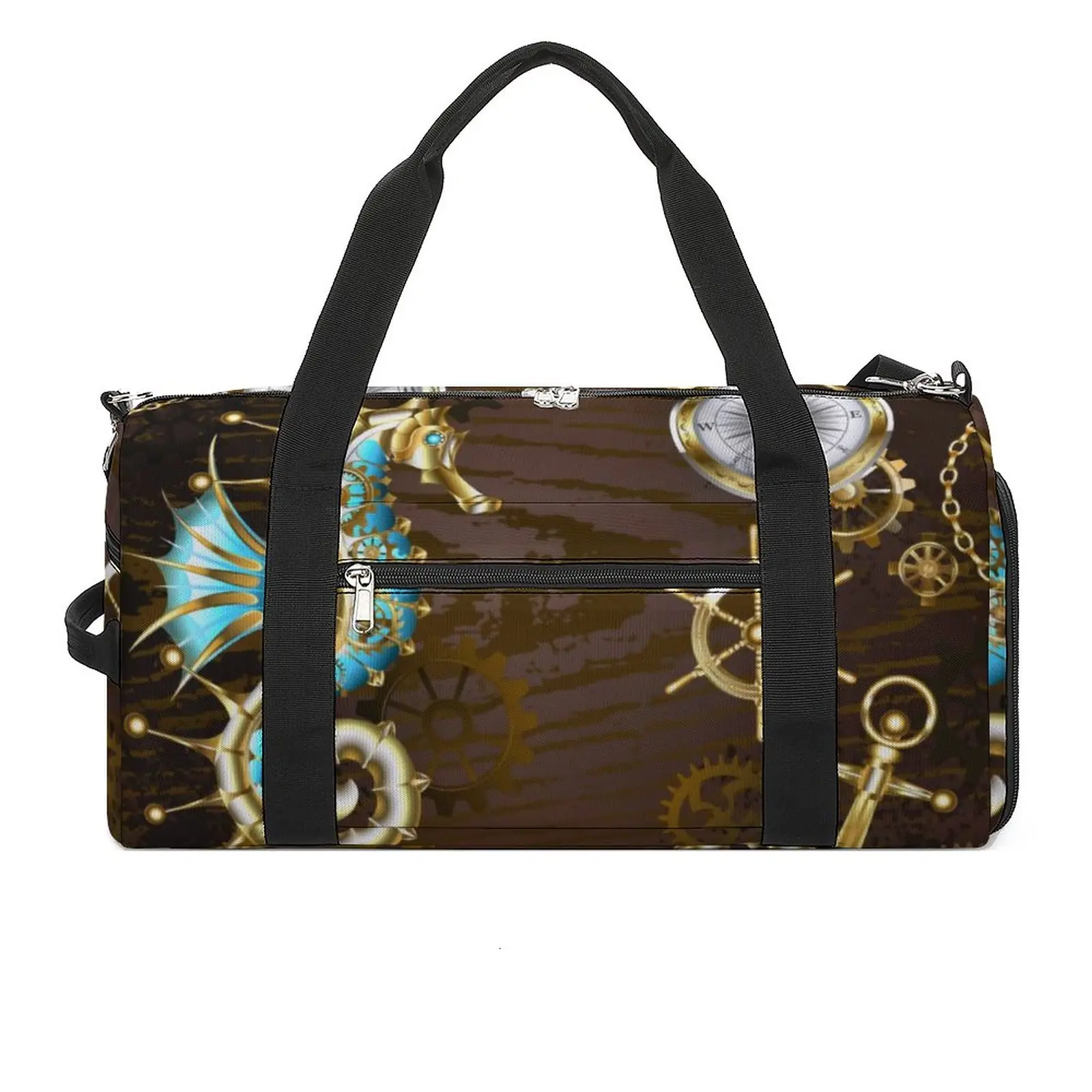 Golden Steampunk Sport Bags Wooden With Mechanical Seahorse Large Gym Bag Weekend Men Fitness Handbag
Golden Steampunk Sport Bags Wooden With Mechanical Seahorse Large Gym Bag Weekend Men Fitness Handbag