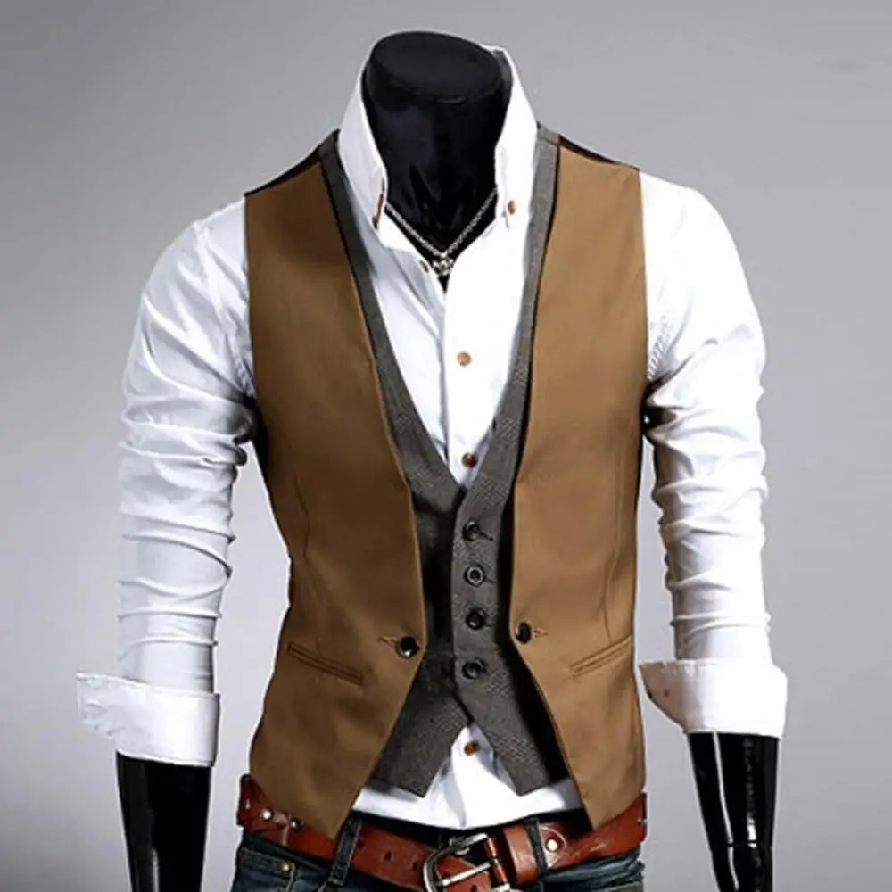 Men Fake Two-pieces V Neck Sleeveless Button Pocket Slim Fit Waistcoat Jacket Suits & Blazer Vests
Men Fake Two-pieces V Neck Sleeveless Button Pocket Slim Fit Waistcoat Jacket Suits & Blazer Vests