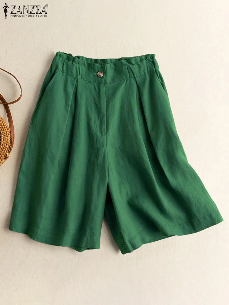 Брюки ZANZEA женские короткие с широкими штанинами, Элегантные повседневные свободные штаны для отдыха, пляжные брюки оверсайз, 2023 
Брюки ZANZEA женские короткие с широкими штанинами, Элегантные повседневные свободные штаны для отдыха, пляжные брюки оверсайз, 2023