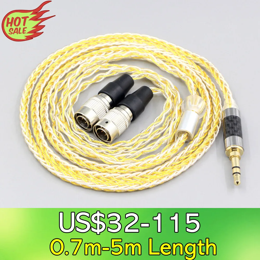 

LN007309 8 Core OCC Silver Gold Plated Braided Earphone Cable For Mr Speakers Ether Alpha Dog Prime Headphone