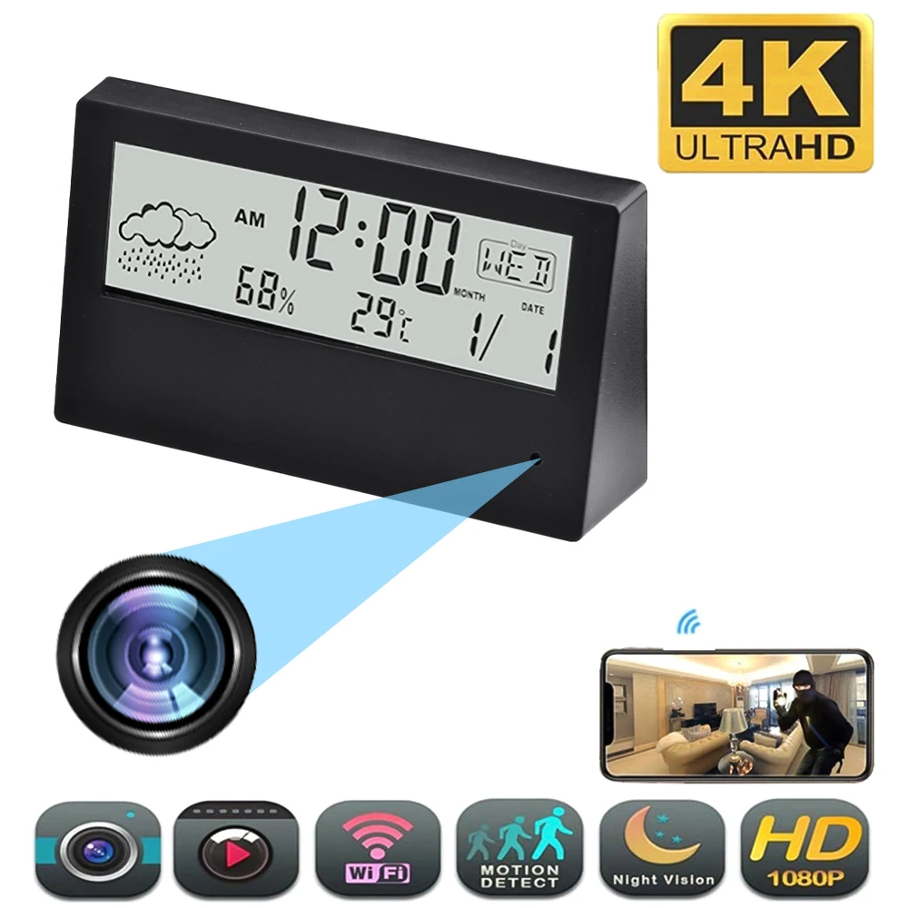 1080P HD Mini Camera Clock WIFI 4K Night Vision Cam Home Security Surveillance Wireless IP Camcorder Remote Monitoring Recorder
1080P HD Mini Camera Clock WIFI 4K Night Vision Cam Home Security Surveillance Wireless IP Camcorder Remote Monitoring Recorder