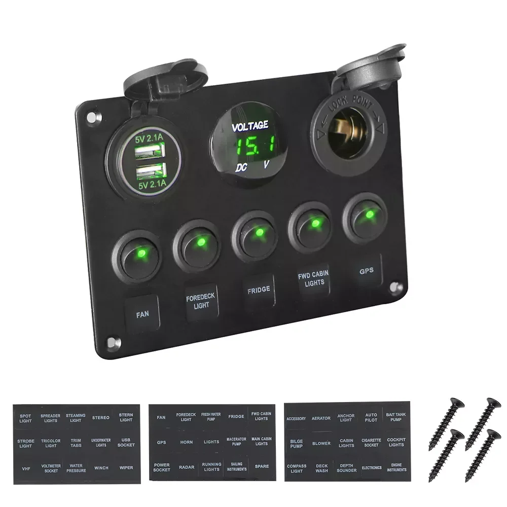 LEEPEE Digital Voltmeter Dual USB Port 12V Outlet Combination Car Marine LED Rocker Switch Panel Waterproof
LEEPEE Digital Voltmeter Dual USB Port 12V Outlet Combination Car Marine LED Rocker Switch Panel Waterproof