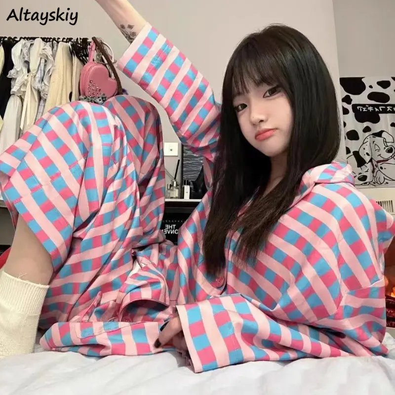 Pajama Sets Women Loose Spring Vintage Sweet Plaid Leisure Students Sleepwear Home Lounge Chic Daily Fashion Ins Style 2023 New
Pajama Sets Women Loose Spring Vintage Sweet Plaid Leisure Students Sleepwear Home Lounge Chic Daily Fashion Ins Style 2023 New