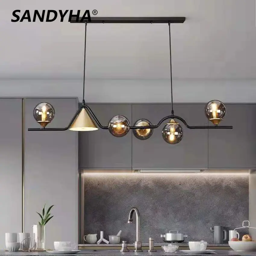 SANDYHA Nordic Chandelier Glass Ball Gold Black Home Decor Pendant Lamp Living Dining Room Kitchen Bar Ceiling Hanging Lights
SANDYHA Nordic Chandelier Glass Ball Gold Black Home Decor Pendant Lamp Living Dining Room Kitchen Bar Ceiling Hanging Lights