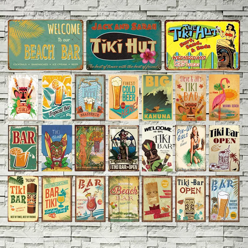 Tiki Bar Wall Decoration Metal Tin Sign Summer Iron Plaque Decorative Plates for Bar Beach Shop Vintage Decoration
Tiki Bar Wall Decoration Metal Tin Sign Summer Iron Plaque Decorative Plates for Bar Beach Shop Vintage Decoration