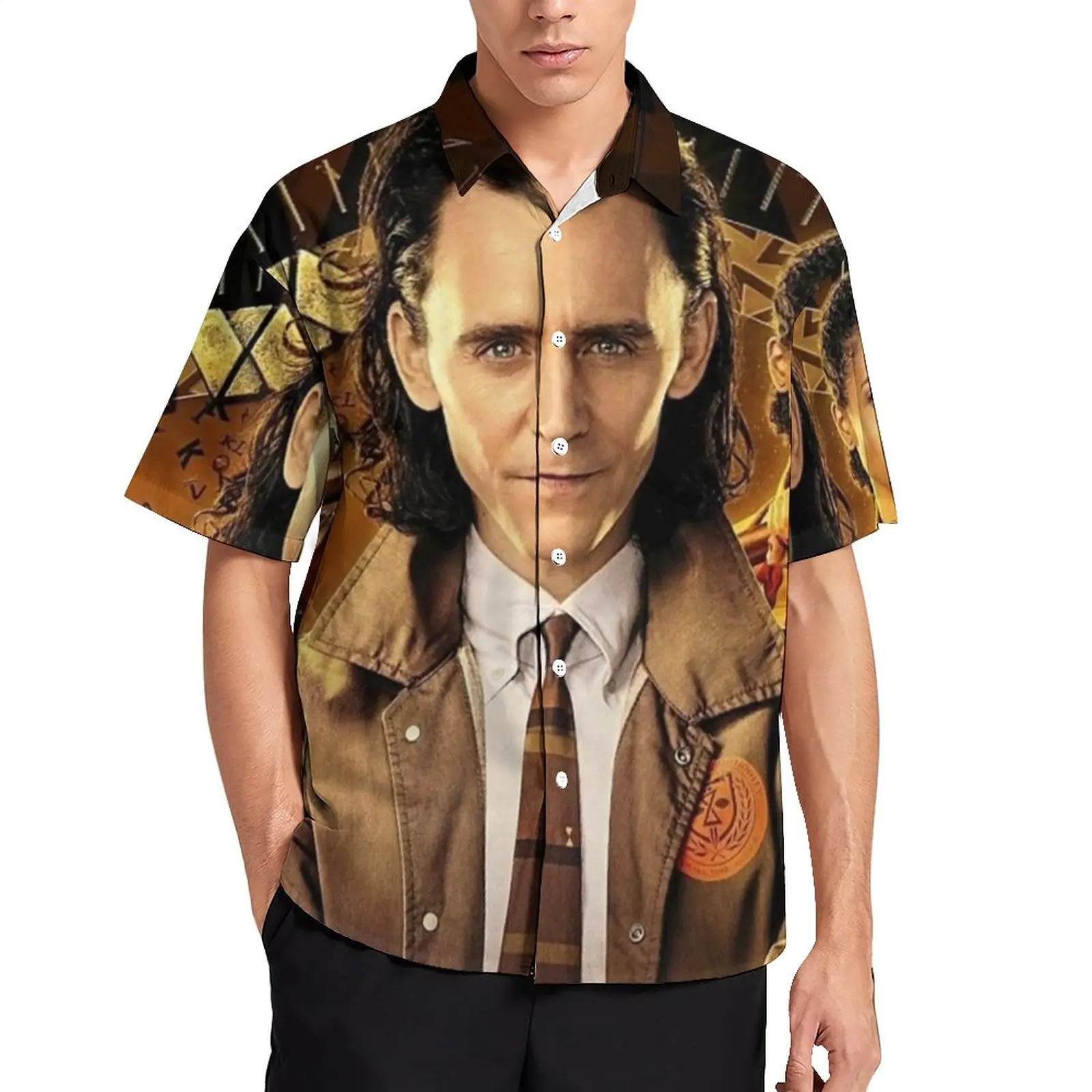 

Свободная Рубашка Tom Hiddleston, мужские пляжные повседневные рубашки с принтом "все любит его", модные Гавайские блузки большого размера с коротким рукавом на заказ