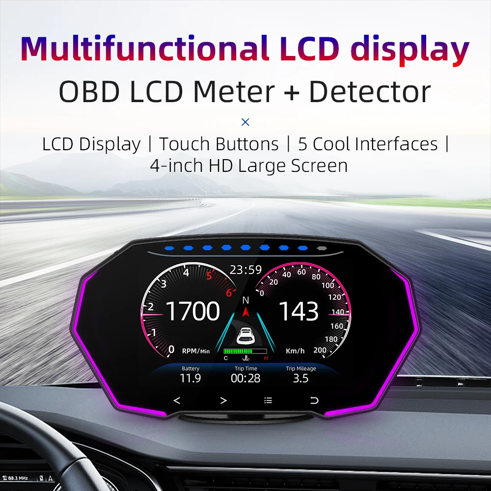 OBD2 GPS двойная система Спидометр Автомобильный дисплей F11 4 дюйма HUD 7 цветов Диагностика воды масла Температура охранная сигнализация
OBD2 GPS двойная система Спидометр Автомобильный дисплей F11 4 дюйма HUD 7 цветов Диагностика воды масла Температура охранная сигнализация