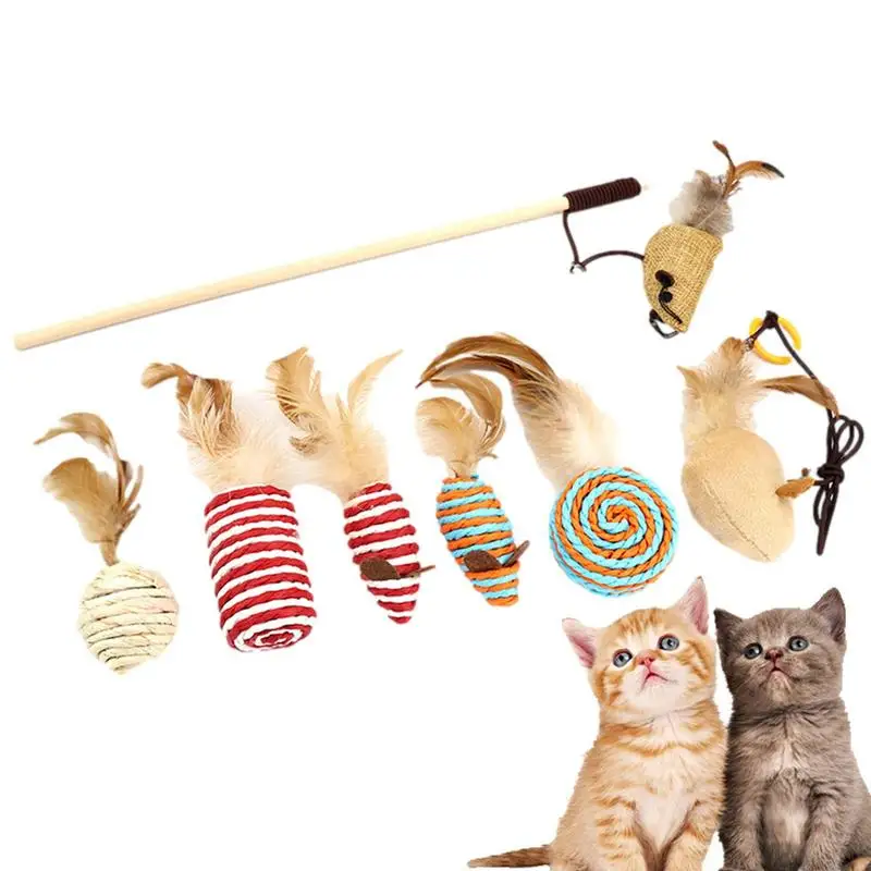 7pc Cat Interactive Wand Toy Interactive Pet Exercise Toy Detachable Teaser Wand Feather Toy For Cats Kitten Indoor Cat Supplies
7pc Cat Interactive Wand Toy Interactive Pet Exercise Toy Detachable Teaser Wand Feather Toy For Cats Kitten Indoor Cat Supplies
