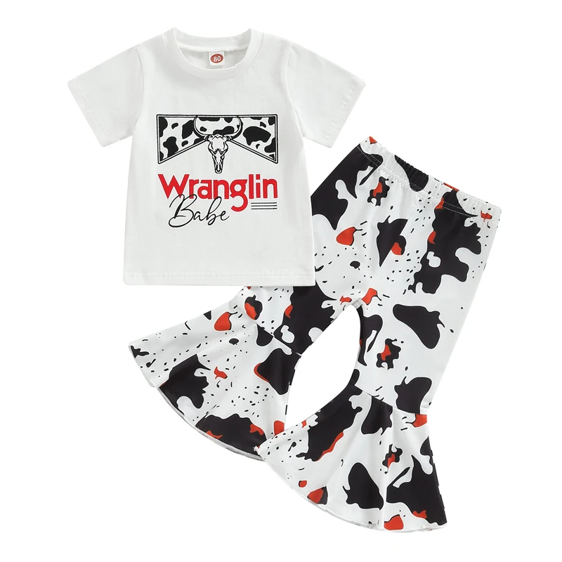 Toddler Kid Girl 2Pcs Summer Clothes Outfits Short Sleeve Letter Cow Printing Tops and Flare Pants Children Clothing Set
Toddler Kid Girl 2Pcs Summer Clothes Outfits Short Sleeve Letter Cow Printing Tops and Flare Pants Children Clothing Set