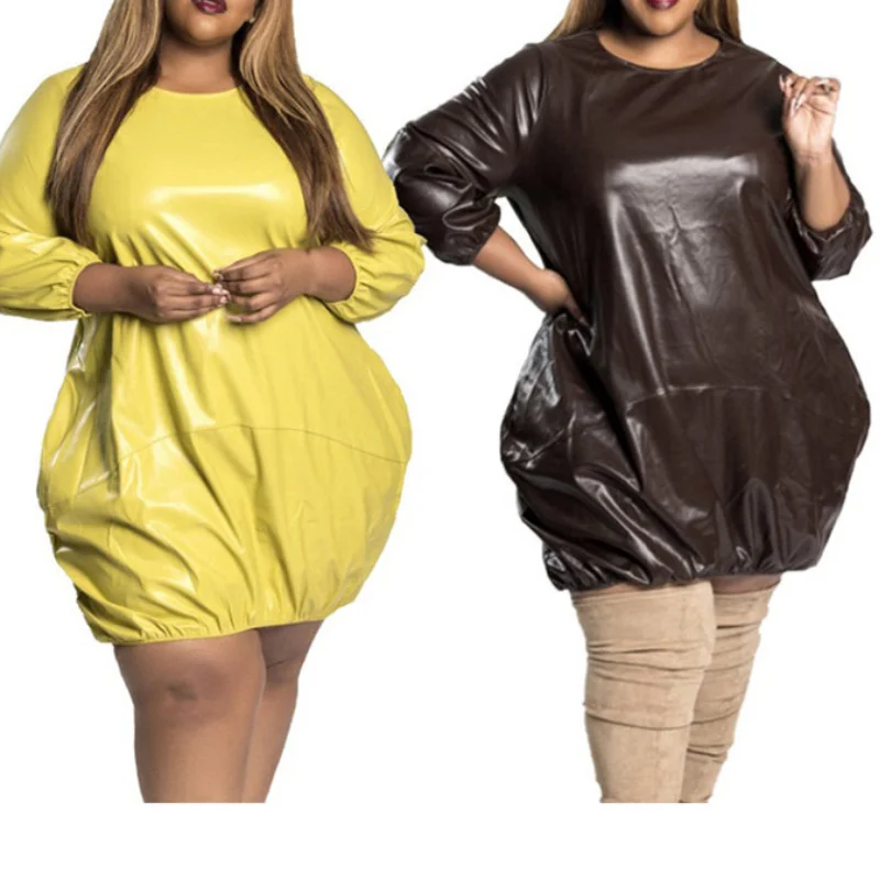 DOUJILI PU Dress Large Size Popular Style Long Sleeve Round Neck Fashion Women Dress For Female Clothing
DOUJILI PU Dress Large Size Popular Style Long Sleeve Round Neck Fashion Women Dress For Female Clothing