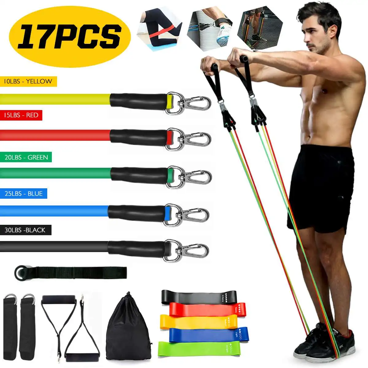 17Pcs/Set Latex Tube Resistance Bands with Door Anchor Fitness Pull Rope Elastic Gym Expander Muscle Strength Training Equipment
17Pcs/Set Latex Tube Resistance Bands with Door Anchor Fitness Pull Rope Elastic Gym Expander Muscle Strength Training Equipment