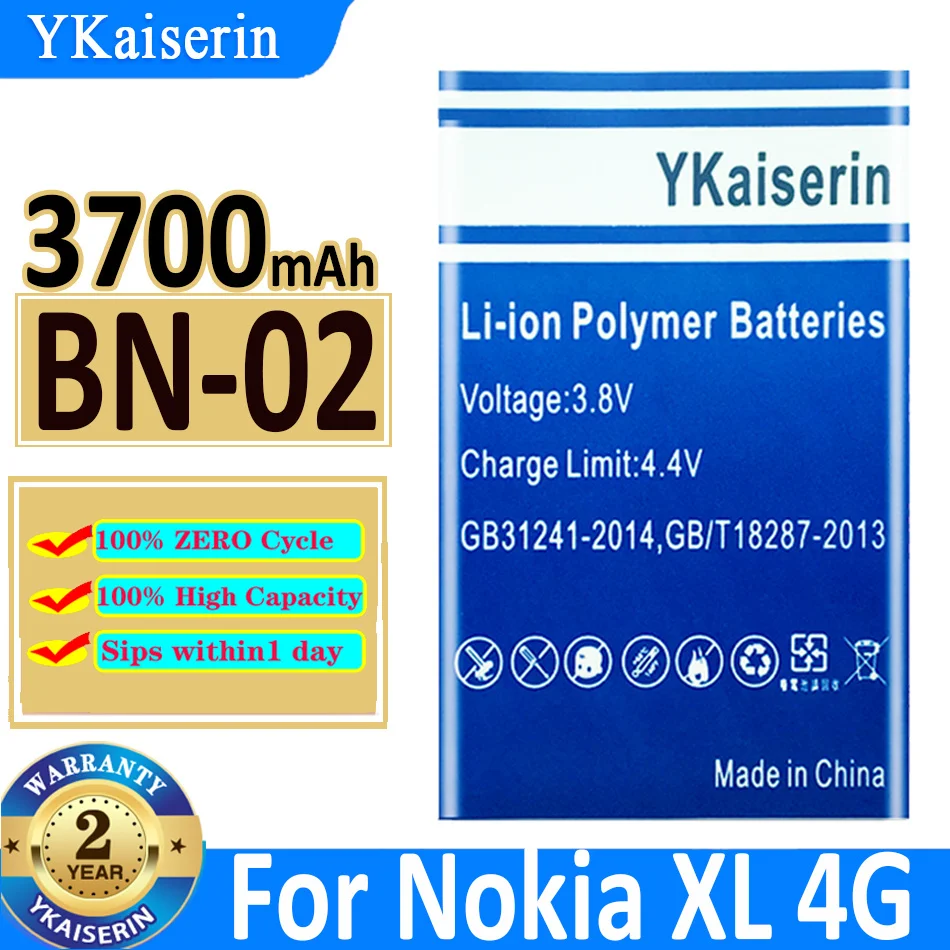 3700mAh YKaiserin Battery BN-02 For Nokia XL 4G RM-1030 RM-1042 RM 1061 Lithium Battery BN02 Bateria
3700mAh YKaiserin Battery BN-02 For Nokia XL 4G RM-1030 RM-1042 RM 1061 Lithium Battery BN02 Bateria