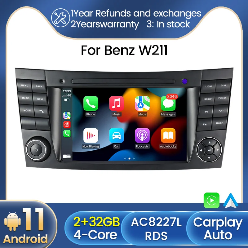 Android 11 Carplay Auto For Mercedes Benz E-Class W211 W219 E200 E220 E300 Car Radio Video Player Stereo GPS Navigation 8-Core
Android 11 Carplay Auto For Mercedes Benz E-Class W211 W219 E200 E220 E300 Car Radio Video Player Stereo GPS Navigation 8-Core