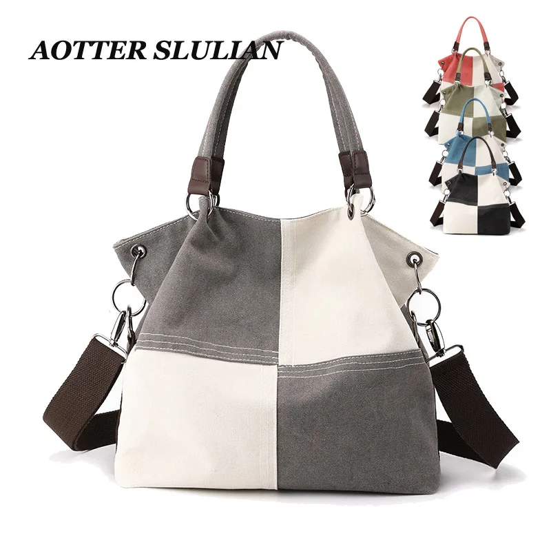 Fashion Patchwork Canvas Handbag Women Large Capacity Messenger Totes For Travel Brand Design Casual Shoulder Bag For Girls Lady
Fashion Patchwork Canvas Handbag Women Large Capacity Messenger Totes For Travel Brand Design Casual Shoulder Bag For Girls Lady
