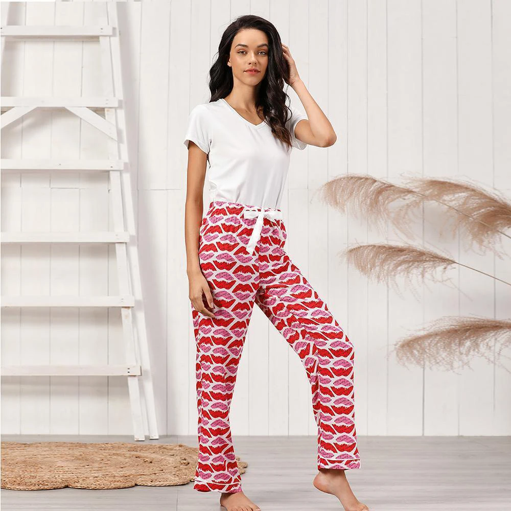 White New Women's Home Wear T Shirt Short Sleeve Casual Pyjamas Sleep Yoga Exercise Clothing Sets Two Piece Suit Female Trousers
White New Women's Home Wear T Shirt Short Sleeve Casual Pyjamas Sleep Yoga Exercise Clothing Sets Two Piece Suit Female Trousers