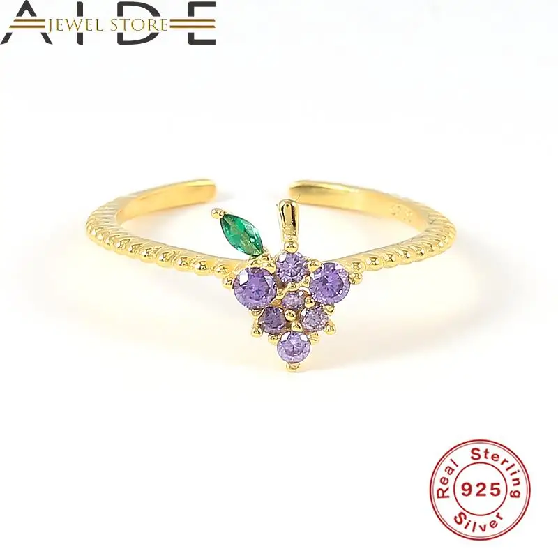 Aide Summer Jewerly 925 Sterling Silver Adjustable Rings For Women Girls Korean Purple Crystal Fruit Opening Ring Bijoux Bague
Aide Summer Jewerly 925 Sterling Silver Adjustable Rings For Women Girls Korean Purple Crystal Fruit Opening Ring Bijoux Bague