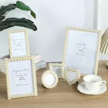 1Pcs 3/6/7/8/10 inch desktop photo frame pearl creative wedding dress photo frame birthday gift rhinestone frame home decoration