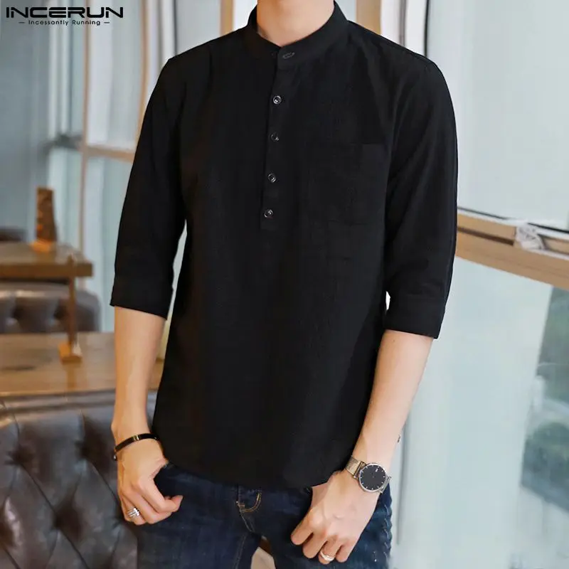 Casual Party Hot Sale Tops INCERUN Handsome Men Solid Color Comfortable Shirts Male Stand Collar Short-sleeved Blouse S-5XL 2023
Casual Party Hot Sale Tops INCERUN Handsome Men Solid Color Comfortable Shirts Male Stand Collar Short-sleeved Blouse S-5XL 2023