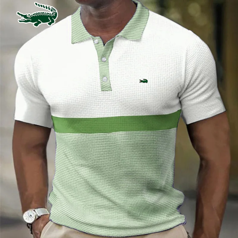 Men's Polo Shirt Fashion Stripe Stitching Casual Lapel Button Summer Men's Short Sleeve Slim Figure Breathable Routine Work Polo
Men's Polo Shirt Fashion Stripe Stitching Casual Lapel Button Summer Men's Short Sleeve Slim Figure Breathable Routine Work Polo