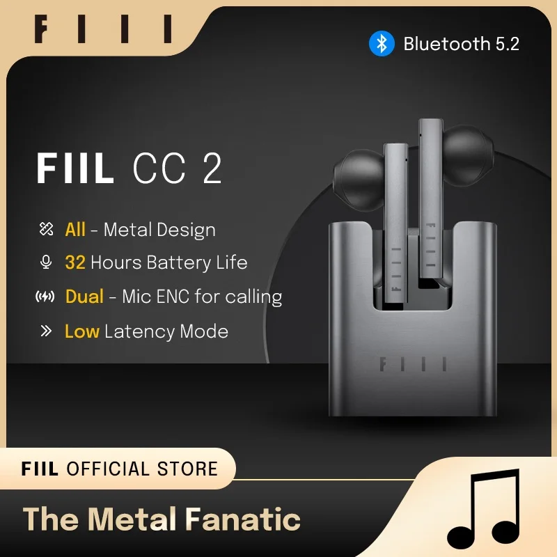 FIIL CC2 All Metal Design Headphones Bluetooth 5.2 Wireless Earphones Hi-Fi Earbuds 3 Low Latency Modes Audio Headset
FIIL CC2 All Metal Design Headphones Bluetooth 5.2 Wireless Earphones Hi-Fi Earbuds 3 Low Latency Modes Audio Headset